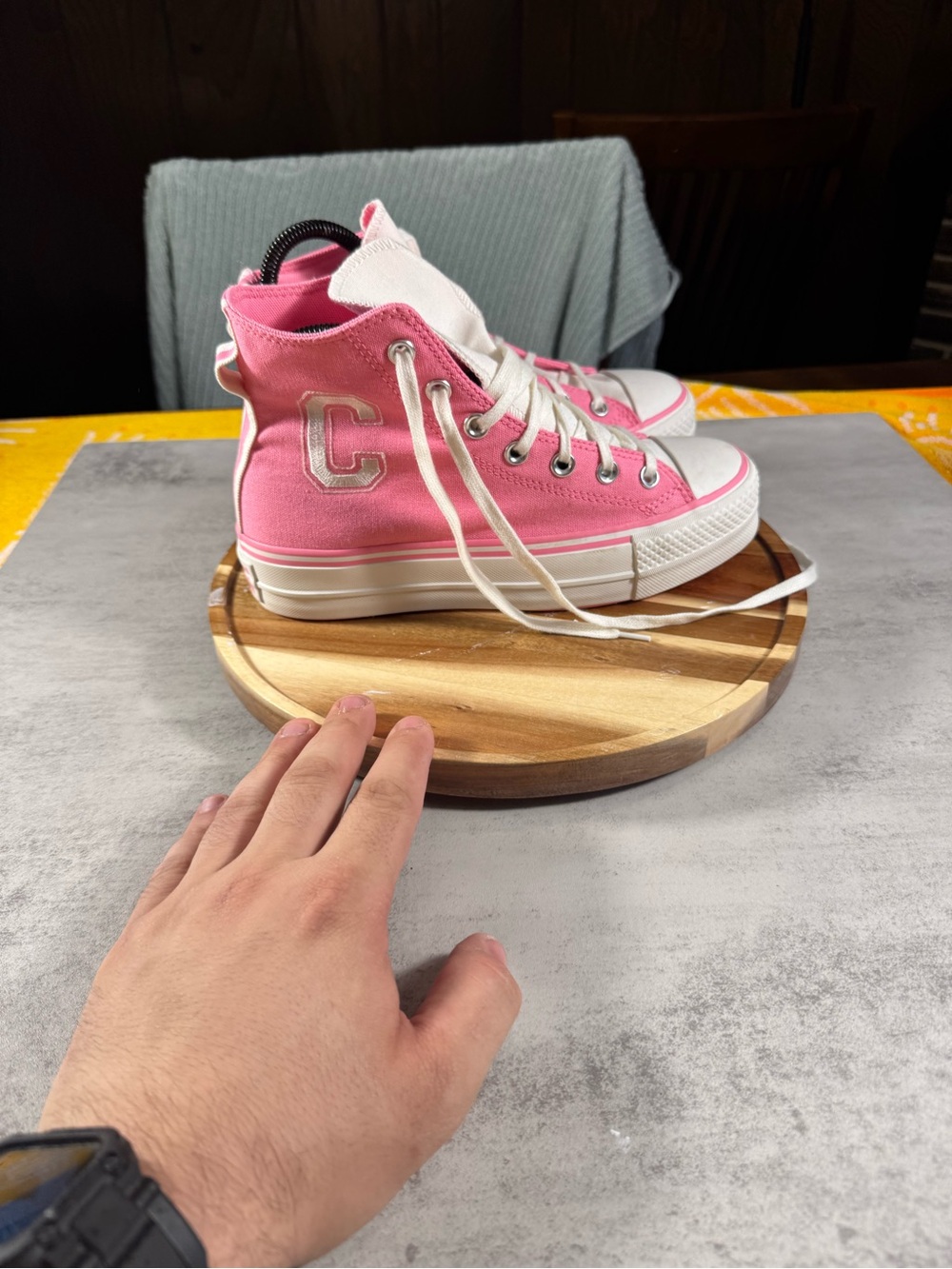 Converse CTAS Lift Hi Women 7. Oops Pink Canvas High Top Sneakers - Picture 3 of 7